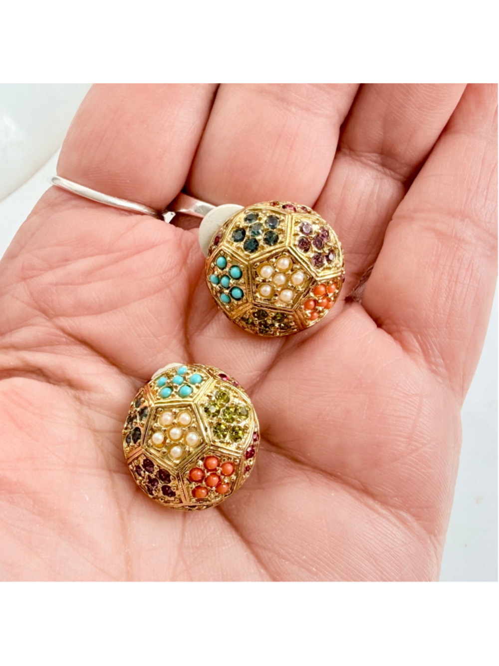 D’Orlan Buried Treasure Swarovski Crystal Clip On Earrings, Vintage - Picture 7 of 7